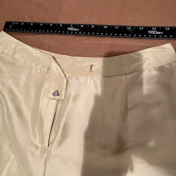 August Silk size 12 lime green / silk cropped tapered front zip pant NWT - Picture 9 of 11